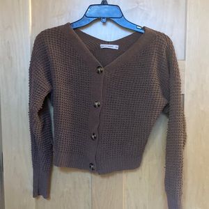 brown cardigan with buttons